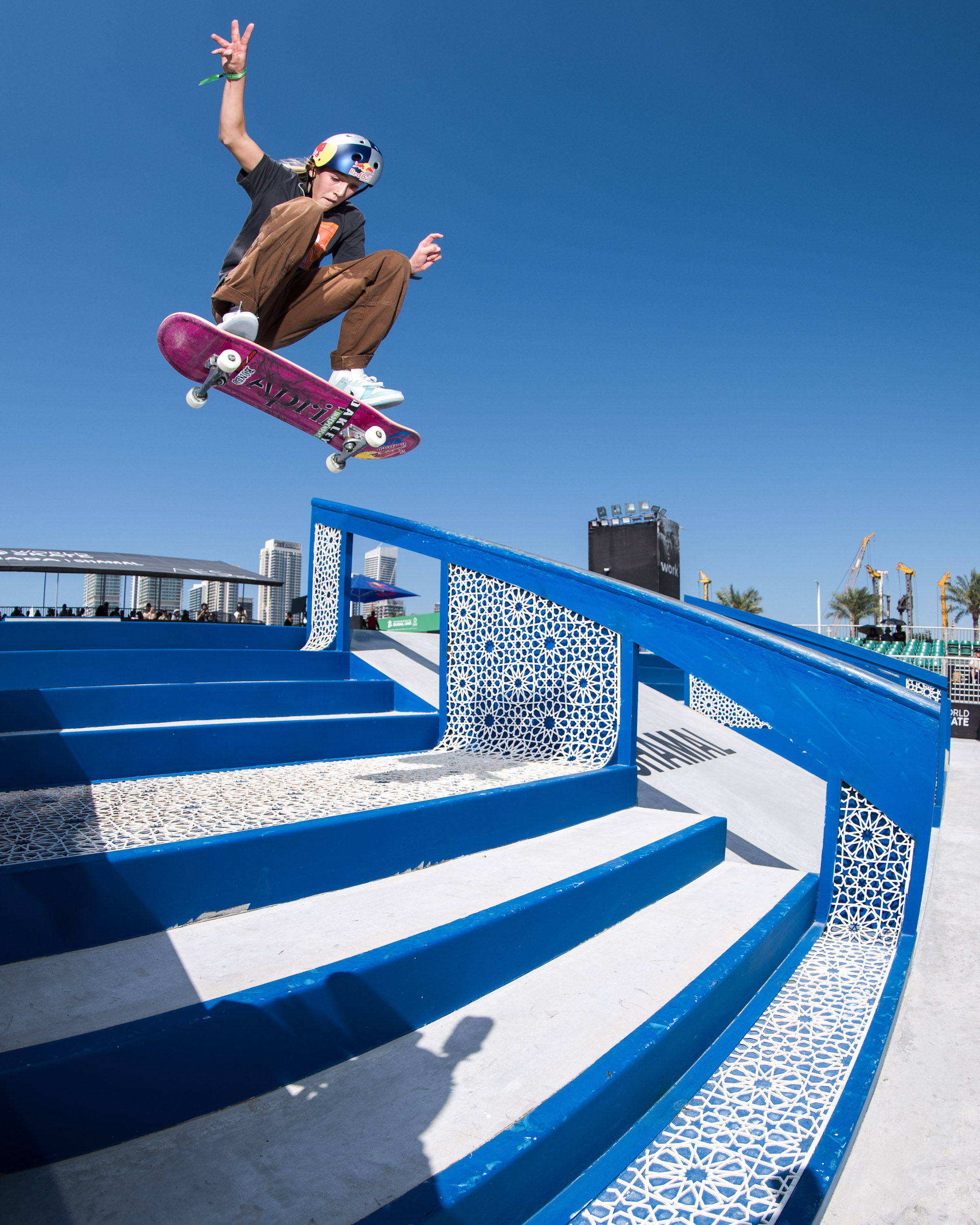 Chloe Clovell frontside flip fisheye WST Street WCH OQS Dubai Anthony Acosta 3