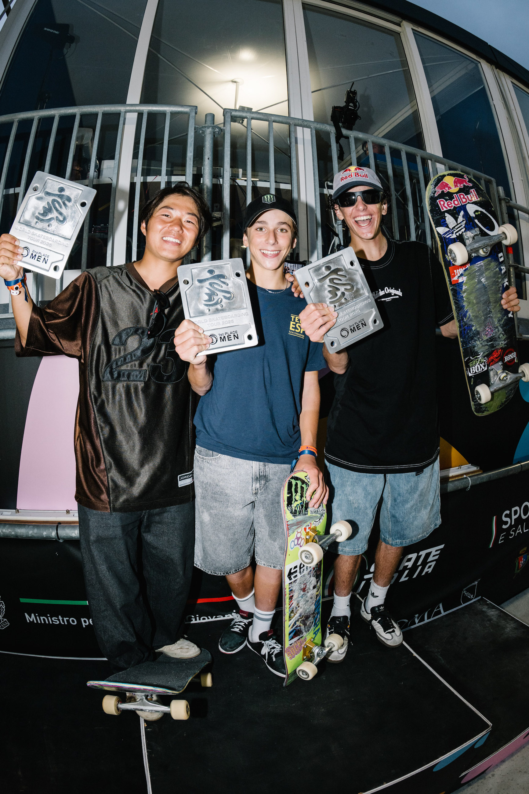 Yuro Nagahara Egoitz Bijueska Gui Khury Podium WST World Cup Rome 2025 Kenji Haruta 1517