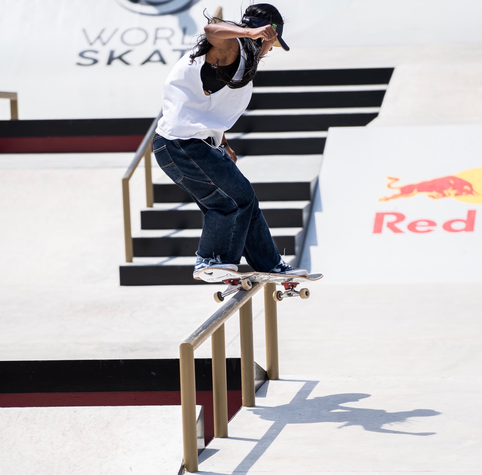 SQ Jazmin Alvarez Front feeble bump to flat bar WorldSkate WST Street RomePark 2023 Mark Dillon 8 2