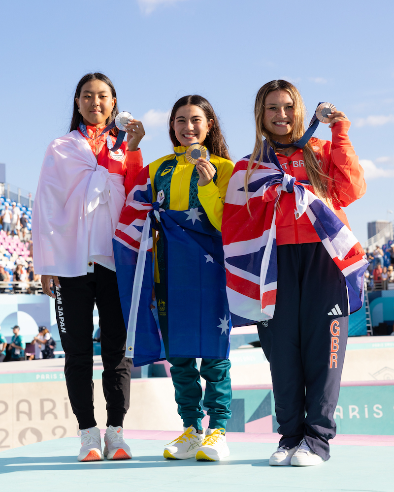 Womens Podium Kokona Hiraki Arisa Trew Sky Brown WST WCH OG Paris Bryce Kanights