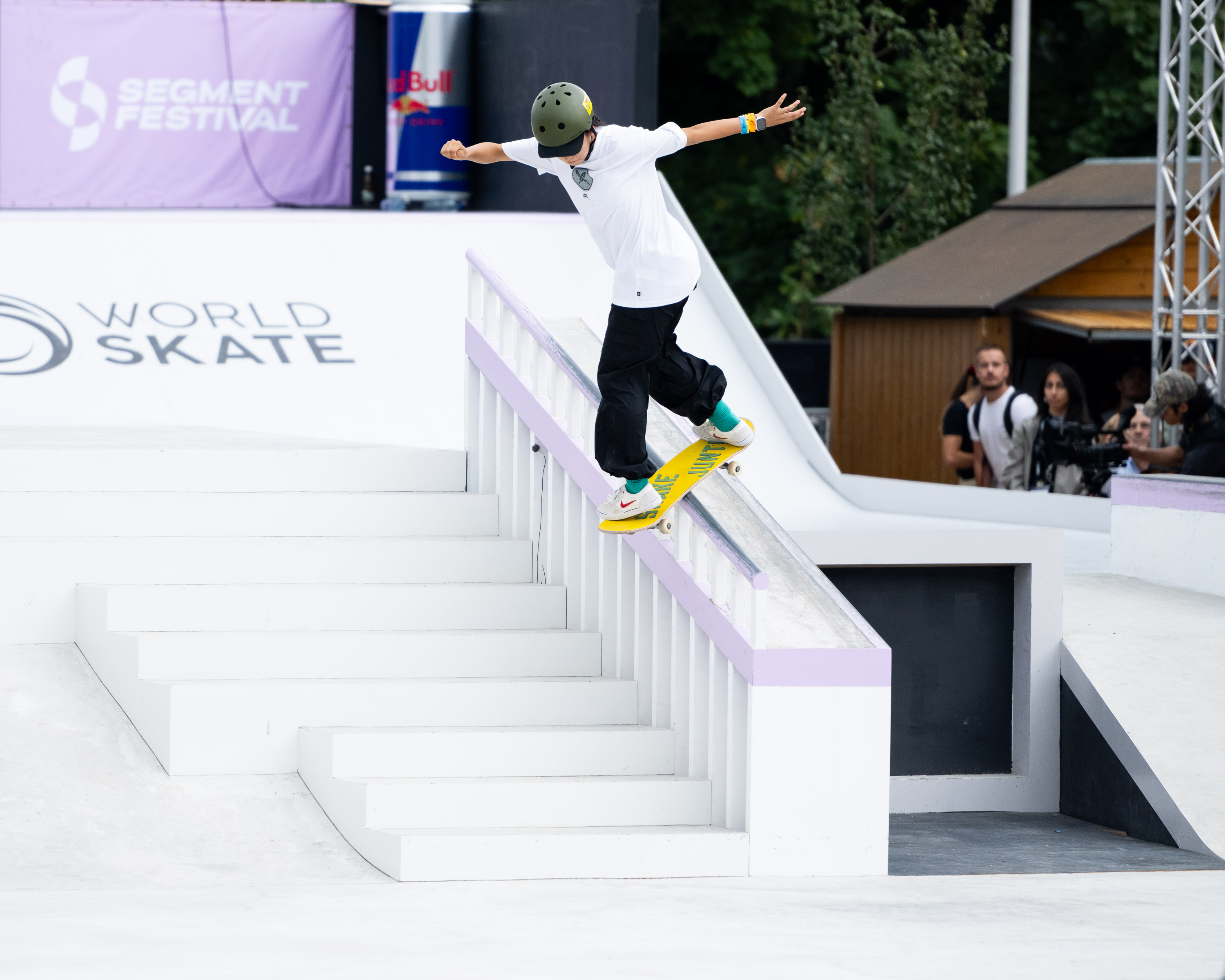 Funa Nakayama backside lip slide rail WorldSkate WST Street Lausanne 2023 Jake Darwen 5