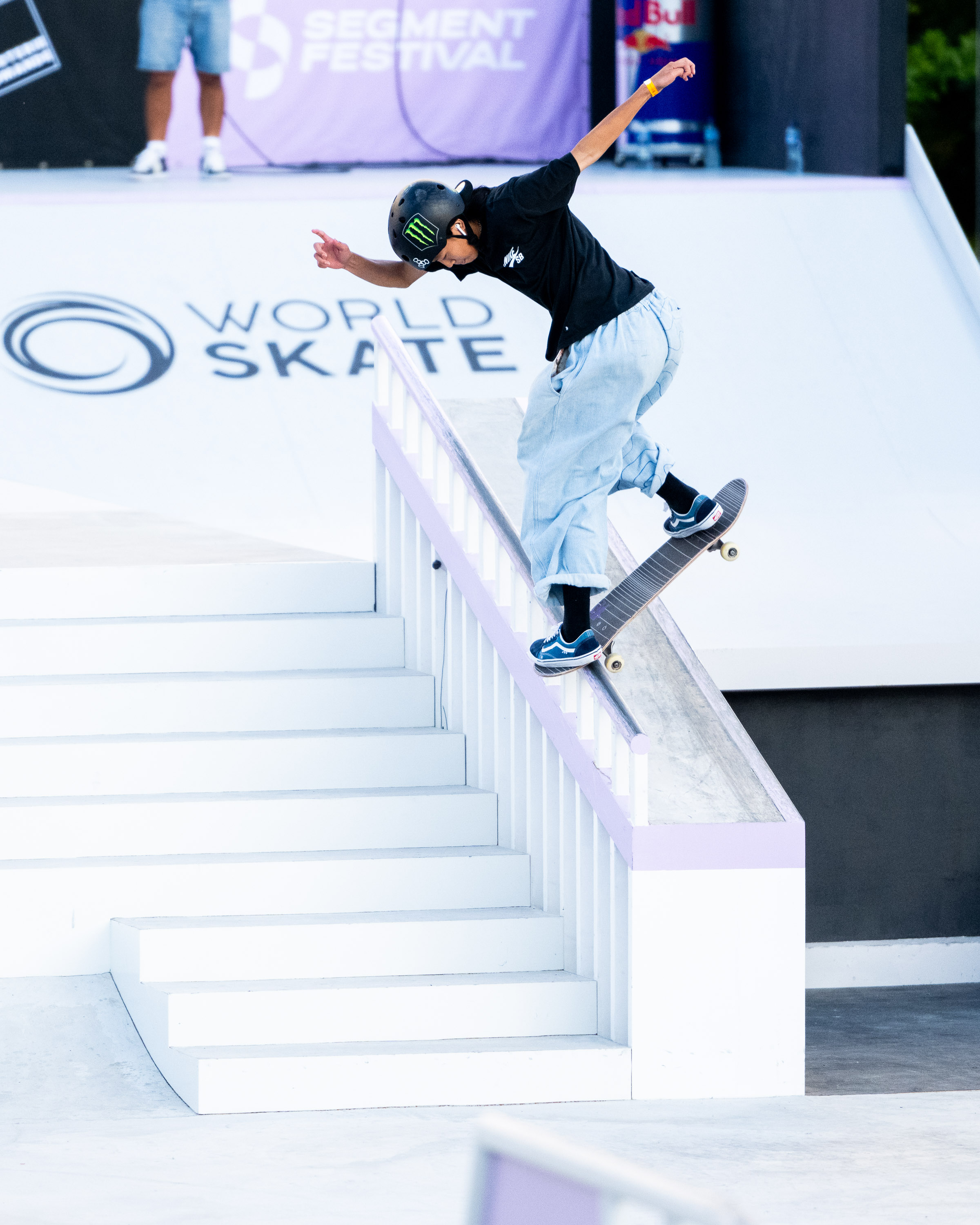 Toa Sasaki backside Noseblunt rail WorldSkate WST Street Lausanne 2023 Jake Darwen